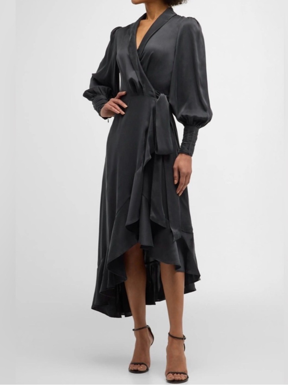Zimmermann Gray Silk Asymmetrical  Gray Wrap Dress